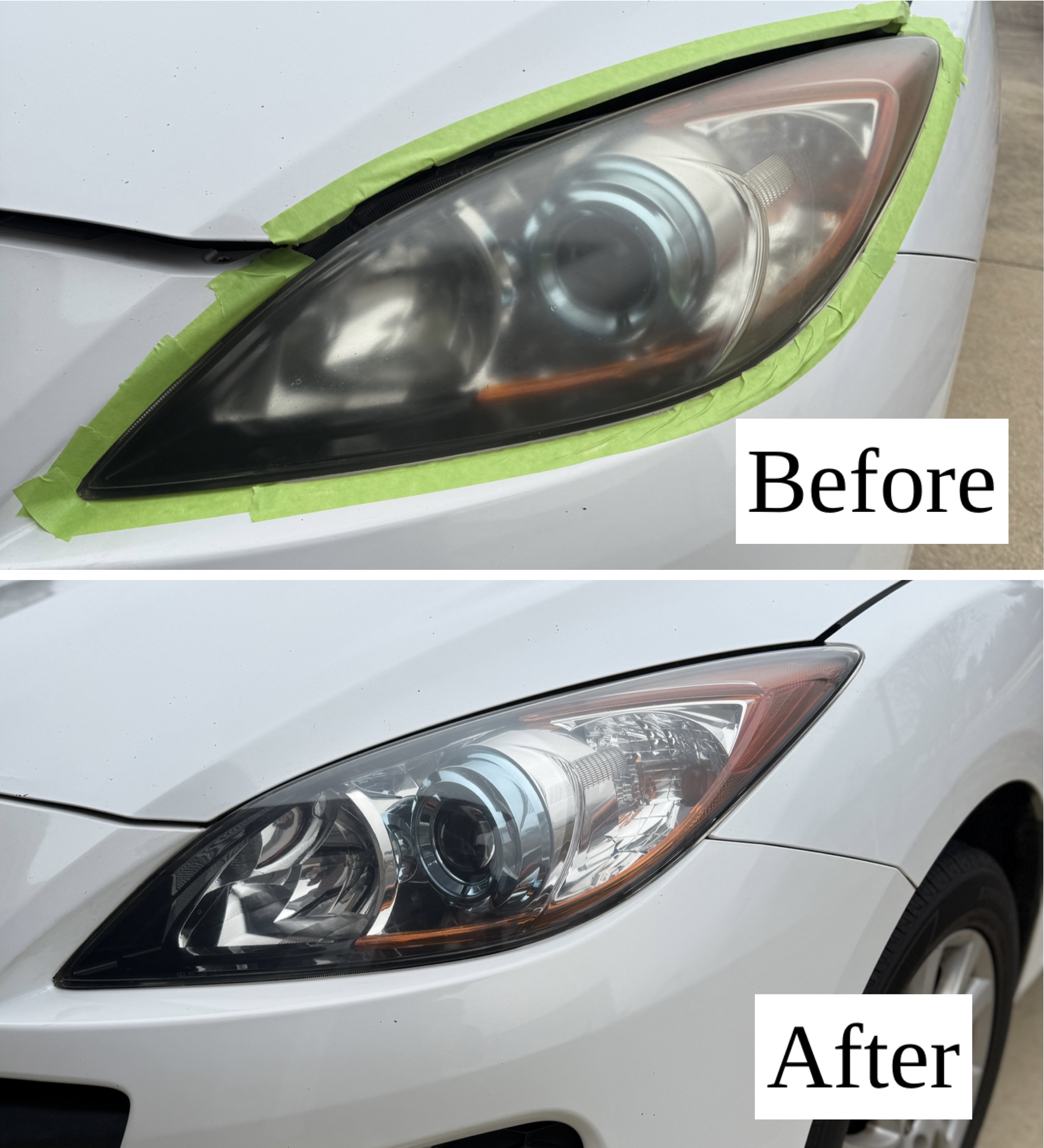 Professional Headlight Restoration before and after comparison showing professional headlight restoration results in Greensboro