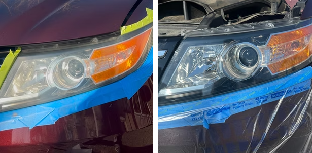 Headlight Restoration before and after comparison showing professional headlight restoration results in Greensboro